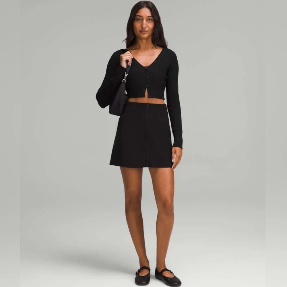 Lululemon✨Ribbed-Knit Mini Skirt RARE•Black•Knit Full Zip Skirt•Like New•Large - Picture 6 of 15
